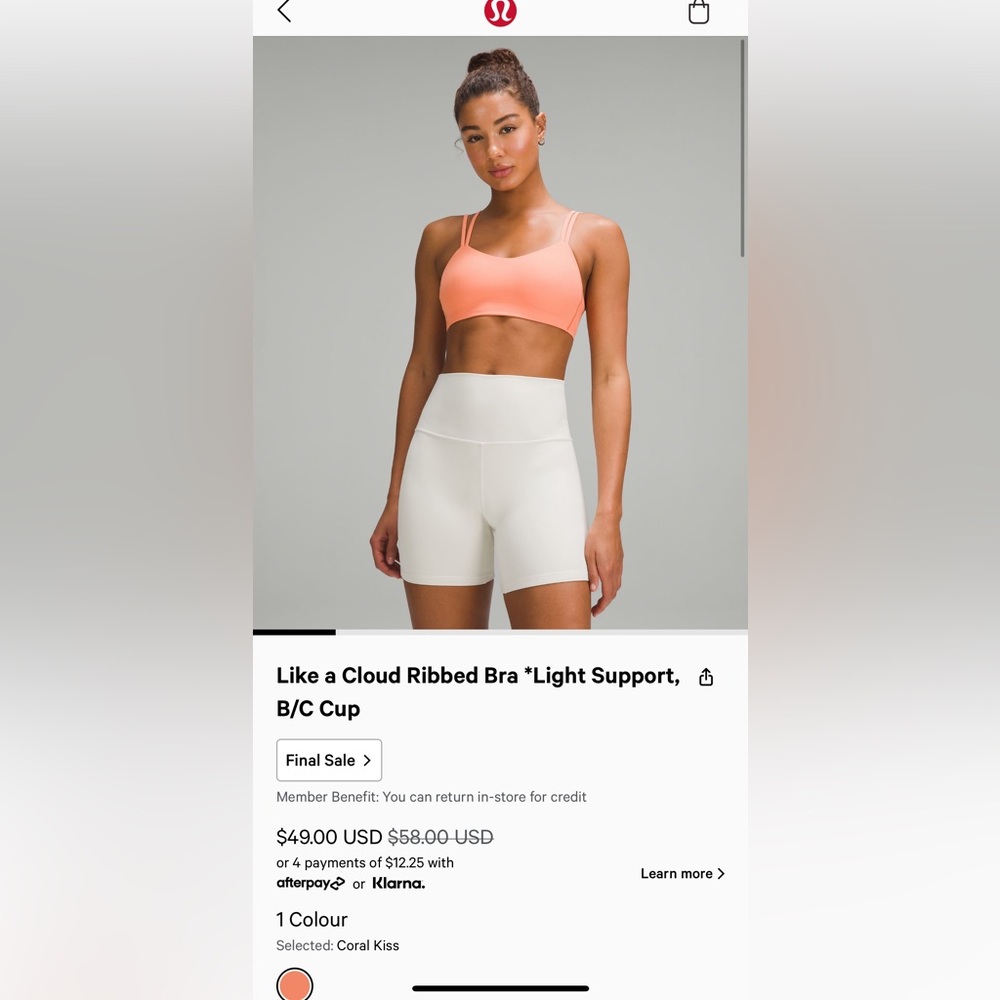 Lululemon Like a Cloud Ribbed Bra